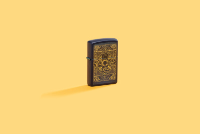 Зажигалка ZIPPO Элементы стихий с темно-синем матовым покрытием | Elements Design Navy Matte, латунь/сталь, синяя, матовая, 38x13x57 мм