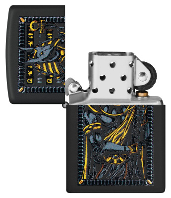 Зажигалка ZIPPO Бог Анубис с черным матовым покрытием | Anubis Black Matte, латунь/сталь, черная, 38x13x57 мм