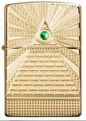 Зажигалка ZIPPO Armor™ Всевидящее око с покрытием Глянцевая латунь | Eye of Providence High Polish Brass, латунь/сталь, золотистая, 38x13x57 мм