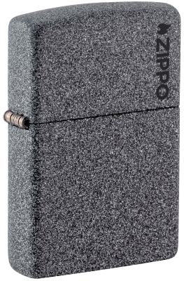 Зажигалка ZIPPO Логотип с каменным покрытием | Logo Iron Stone, латунь/сталь, серая, матовая, 38x13x57 мм