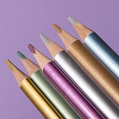Цветные карандаши METALLIC, 6 цветов, дерево, картон