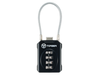 Замок кодовый TORBER, черный, цинковый сплав, 3 x 1,4 x 8 см