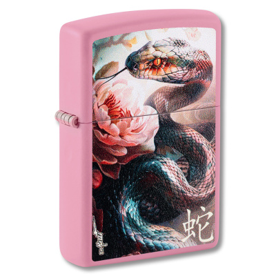 Зажигалка ZIPPO Mazzi® Anaconda с покрытием Pink Matte, латунь/сталь, розовая, матовая, 38x13x57 м