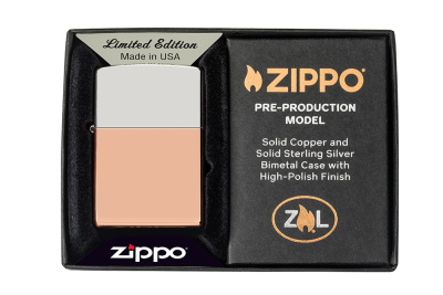 Зажигалка ZIPPO с двойным металлическим покрытием | Bimetal, медь/латунь/сталь, медная, 38x13x57 мм