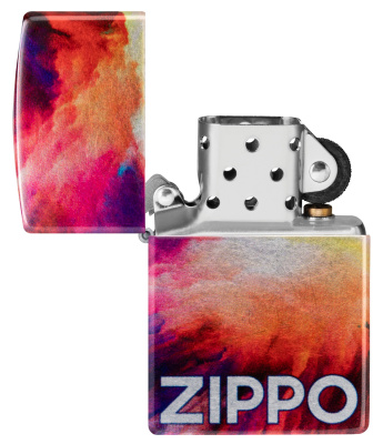 Зажигалка ZIPPO Яркие переливы с покрытием Искусственно состаренный хром на 540 | Tie Dye 540 Tumbled Chrome, латунь/сталь, разноцветная, 38x13x57 мм