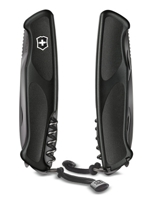 Нож перочинный VICTORINOX RangerGrip 55 Onyx Black, 130 мм, 12 функций, с фиксатором лезвия, чёрный