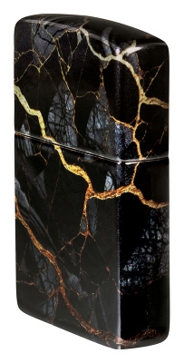 Зажигалка ZIPPO Fusion Marble Design с покрытием 540 Tumbled Chrome, латунь/сталь, черная, 38x13x57 мм