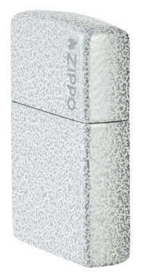 Зажигалка ZIPPO Логотип с ледяным покрытием | Logo Glacier, латунь/сталь, белая, матовая, 38x13x57 мм