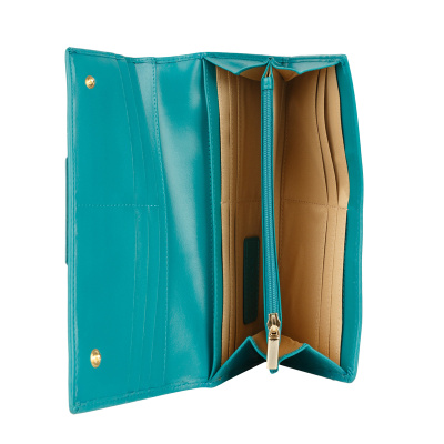 Кошелёк Cross Kelly Wall Turquish, кожа наппа, гладкая, цвет тёмно-бирюзовый, 20 x 11 x 2,5 см
