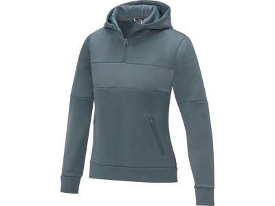 Женский свитер анорак Sayan на молнии на половину длины с капюшоном, steel grey , размер 2XL