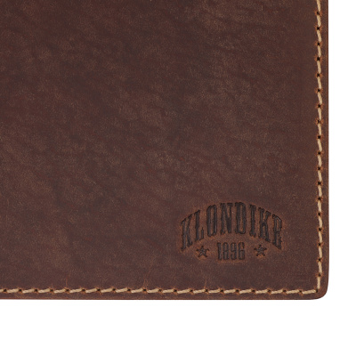 Бумажник KLONDIKE 1896 коллекция «ЮКОН | YUKON», натуральная кожа в коричневом цвете, 13 х 2,5 х 10 см