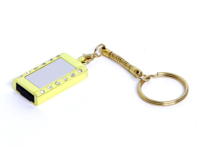 USB-флешка на 8 Гб в виде Кулона с кристаллами, мини чип, золотой , размер 8ГБ