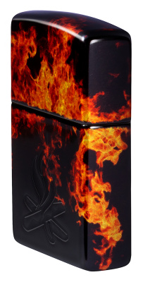 Зажигалка ZIPPO Fusion Inferno Design с покрытием 540 Tumbled Brass, латунь/сталь, разноцветная, 38x13x57 мм