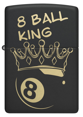 Зажигалка ZIPPO Billiards Champion Design с покрытием Black Matte, латунь/сталь, черная, 38x13x57 мм