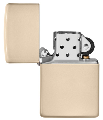 Зажигалка ZIPPO классическая со светло-песочным покрытием | Classic Flat Sand, латунь/сталь, бежевая, глянцевая, 38x13x57 мм