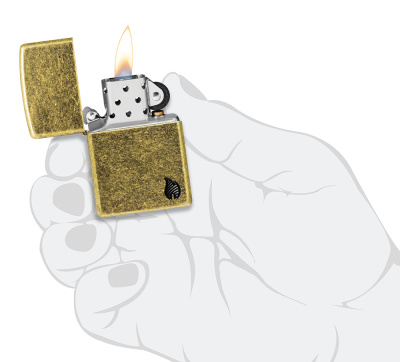 Зажигалка ZIPPO Armor® Пламя c покрытием античная латунь | Flame Antique Brass, латунь/сталь, золотистая, 38x13x57 мм