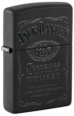 Набор ZIPPO Jack Daniels®: зажигалка с покрытием Black Matte и кожаный чехол в подарочной коробке
