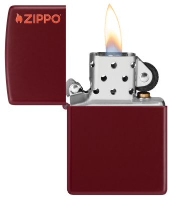 Зажигалка ZIPPO Логотип с покрытием мерло | Logo Merlot, латунь/сталь, бордовая, глянцевая, 38x13x57 мм