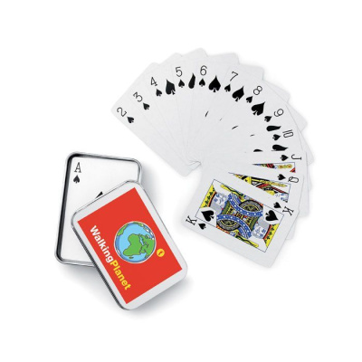 Игральные карты в коробочке тускло-серебряный