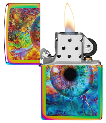 Зажигалка ZIPPO Spacey Eye с покрытием Multi Color, латунь/сталь, разноцветная, глянцевая, 38x13x57 мм