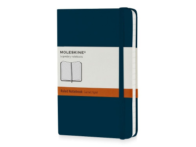 Записная книжка Moleskine Classic (в линейку) в твердой обложке, Pocket (9x14см), голубой сапфир , размер A6