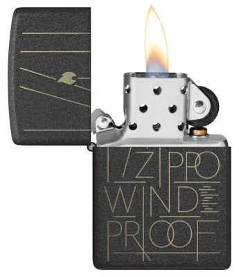 Зажигалка ZIPPO Искусство линий с черным покрытием с кракелюром | Line Art Black Crackle™, латунь/сталь, чёрная, матовая, 38x13x57 мм