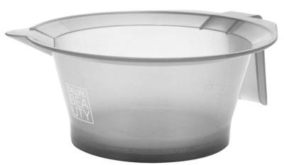 Чаша для краски Dewal Beauty с резинкой на дне, серая прозрачная