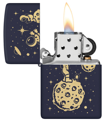 Зажигалка ZIPPO Lost in Space Design с покрытием Navy Matte, латунь/сталь, синяя, 38x13x57 мм
