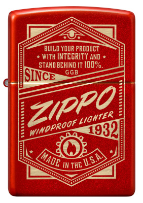 Зажигалка ZIPPO «Работает!» с металлизированным красным покрытием | It Works Design Metallic Red, латунь/сталь, красная, 38x13x57 мм
