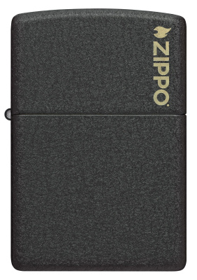 Зажигалка ZIPPO Logo с покрытием Black Crackle™, латунь/сталь, чёрная, матовая, 38x13x57 мм