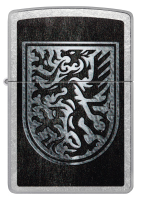 Зажигалка ZIPPO Дракон с покрытием поцарапанный хром | Dragon Design Street Chrome, латунь/сталь, серебристая, 38x13x57 мм