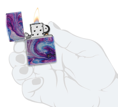Зажигалка ZIPPO Universe Astro с покрытием 540 Tumbled Chrome, латунь/сталь, сиреневая, 38x13x57 мм