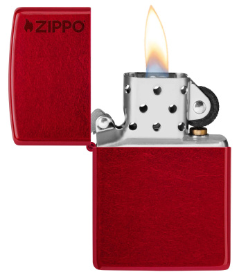 Зажигалка ZIPPO Логотип с покрытием Красное карамелизированное яблоко | Logo Candy Apple Red™, латунь/сталь, красная, глянцевая, 38x13x57 мм