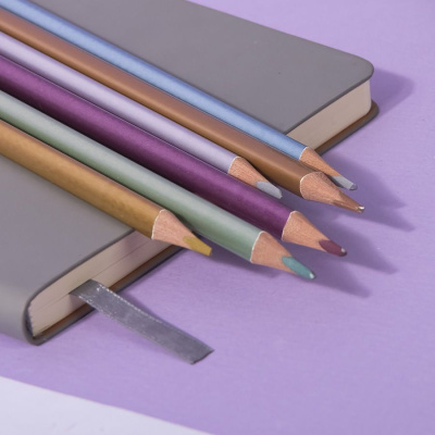 Цветные карандаши METALLIC, 6 цветов, дерево, картон