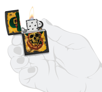 Зажигалка ZIPPO Lucky Map с покрытием Black Matte, латунь/сталь, черная, 38x13x57 мм