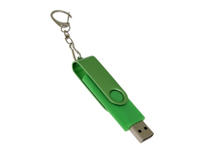 USB-флешка на 16 Гб 2 в 1 поворотный механизм, c дополнительным разъемом Type-C с одноцветным металлическим клипом, зеленый , размер 16ГБ