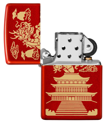 Зажигалка ZIPPO Eastern Design с покрытием Metallic Red, латунь/сталь, красная, 38x13x57 мм
