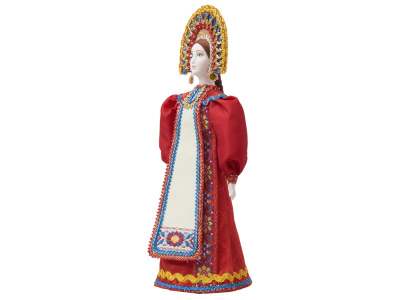 Подарочный набор: кукла фарфоровая, мед, красный