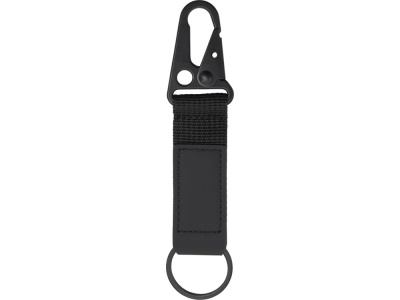 Брелок-ремувка Carabinier из ткани с вставкой из экокожи и карабином, черный