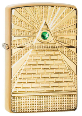 Зажигалка ZIPPO Armor™ Всевидящее око с покрытием Глянцевая латунь | Eye of Providence High Polish Brass, латунь/сталь, золотистая, 38x13x57 мм