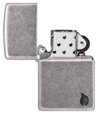 Зажигалка ZIPPO Armor® Пламя c античным серебристым покрытием | Flame Antique Silver, латунь/сталь, серебристая, 38x13x57 мм