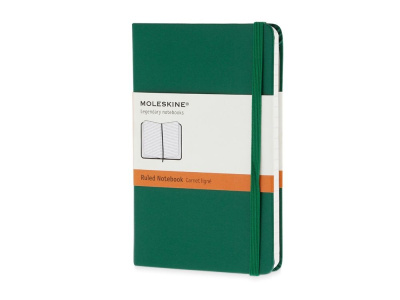 Записная книжка Moleskine Classic (в линейку) в твердой обложке, Pocket (9x14см), зеленый , размер A6