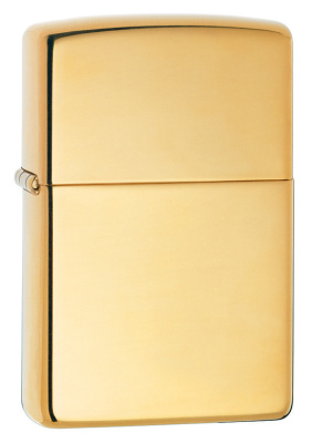Зажигалка ZIPPO классическая с покрытием Глянцевая латунь | Classic High Polish Brass, латунь/сталь, золотистая, 38x13x57 мм