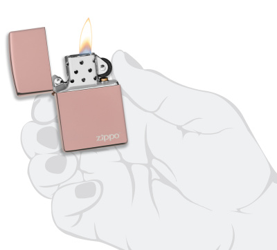 Зажигалка ZIPPO Логотип с глянцевым покрытием розовое золото | Logo High Polish Rose Gold, латунь/сталь, розовое золото, глянцевая, 38x13x57 мм