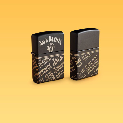 Зажигалка ZIPPO Jack Daniel's с покрытием Black Matte, латунь/сталь, разноцветная, 38x13x57 мм
