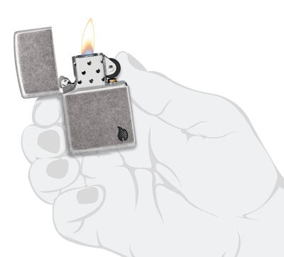 Зажигалка ZIPPO Armor® Пламя c античным серебристым покрытием | Flame Antique Silver, латунь/сталь, серебристая, 38x13x57 мм