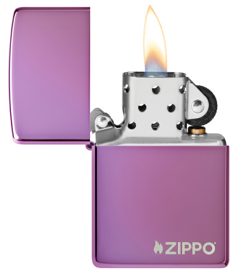Зажигалка ZIPPO Classic с покрытием Abyss™, латунь/сталь, фиолетовая с логотипом, 38x13x57 мм