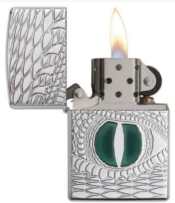 Зажигалка ZIPPO Armor™ Глаз дракона с покрытием Глянцевый хром | Dragon Eye High Polish Chrome, латунь/сталь, серебристая, 38x13x57 мм