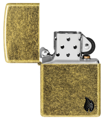 Зажигалка ZIPPO Armor® Пламя c покрытием античная латунь | Flame Antique Brass, латунь/сталь, золотистая, 38x13x57 мм