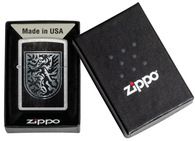 Зажигалка ZIPPO Дракон с покрытием поцарапанный хром | Dragon Design Street Chrome, латунь/сталь, серебристая, 38x13x57 мм